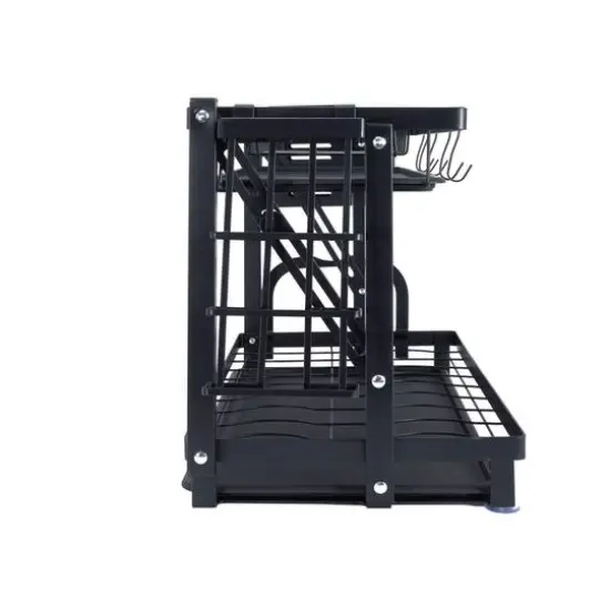 Household Essentials 12" Black Metal 2-Tier Countertop Caddy with Cutouts {7}