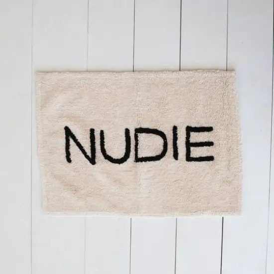 Hello Honey® 40" x 27" White & Black Cotton Tufted Nudie Bath Mat {3}