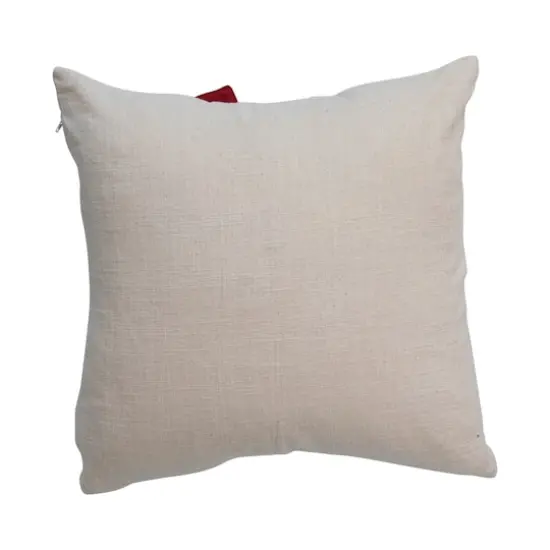 Hello Honey® Cream & Red Hand-Woven Cotton Slub Pillow with Bow {5}
