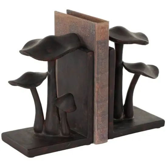 7.5" Dark Brown & Copper Mushroom Decorative Bookends, 2ct. {4}