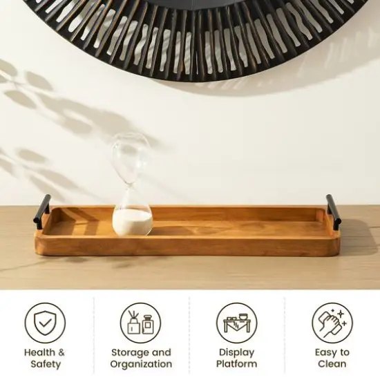 Glitzhome&reg; Rectangle Acacia Wood Trays Set {5}