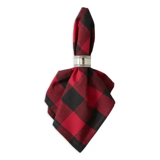 DII&reg; Buffalo Check Oversized Napkin, 6ct. Tango Red/Black {6}