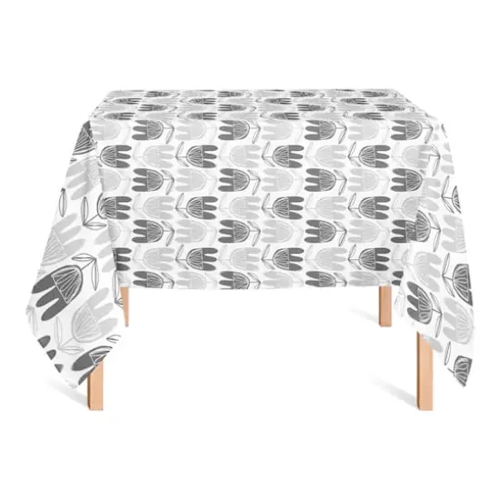 Mid Mod Gray Florals Tablecloth {3}