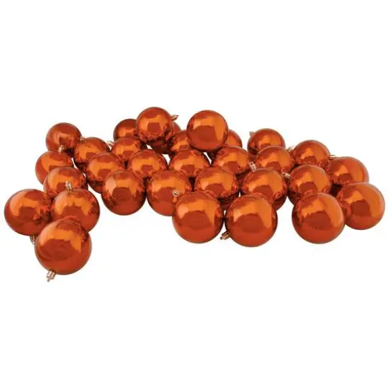 32ct. 3.25" Shiny Orange Shatterproof Plastic Ball Ornaments {1}