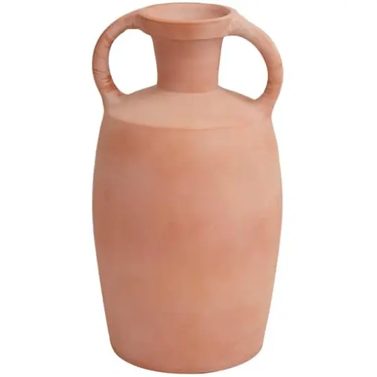 16" Orange Terracotta Jug Vase with Handles {1}