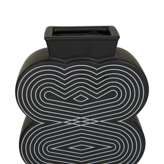 Black Stoneware Contemporary Vase, Set of 2" 12",10" {4}