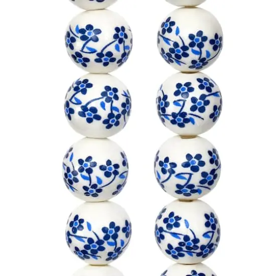 White & Sapphire Ceramic Round Beads, 12mm by Bead Landing&trade; {1}