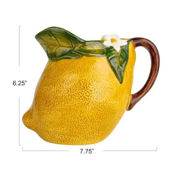 Hello Honey&reg; 6.25" Sunny Orchard Stoneware Lemon Pitcher {6}