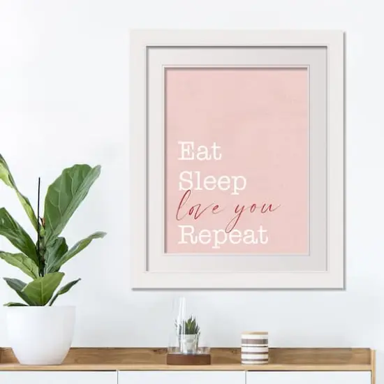 16" x 20" Eat Sleep Love White Framed Print Wall Art {4}