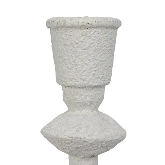 Hello Honey&reg; Antique White Sand Finish Tall Metal Taper Candle Holder {6}