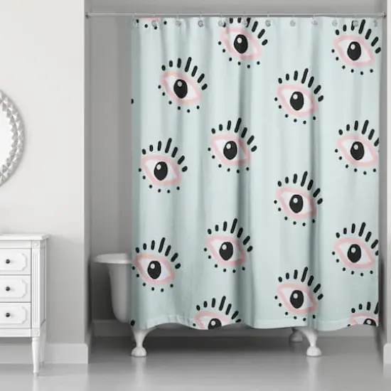 Eyeball Pattern Shower Curtain Light Blue {3}