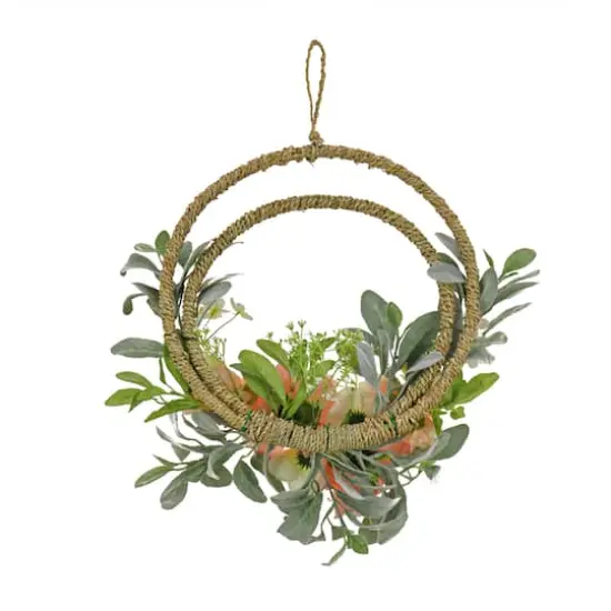 18" Spring Peony & Lamb&rsquo;s Ear Double Hoop Wreath {5}