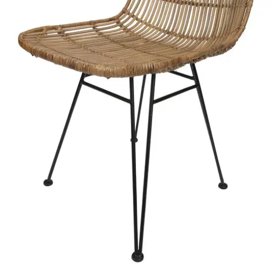 Hello Honey&reg; Natural & Black Boho Rattan & Metal Dining Chair {6}