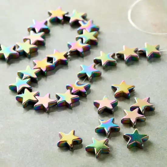 Silver Hematite Luster Star Beads, 8mm by Bead Landing&trade; {3}