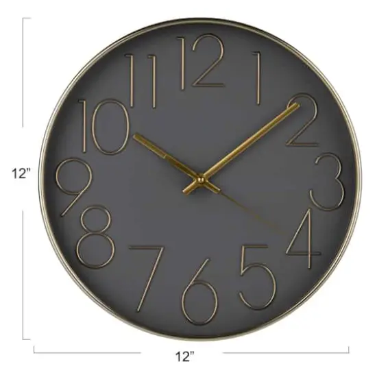 Hello Honey&reg; 12" Gray & Gold Aureate Hour Wall Clock {5}