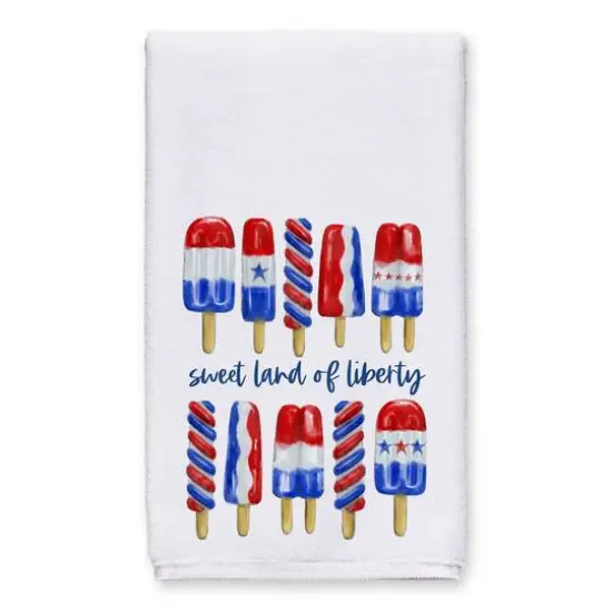 Sweet Land of Liberty Patriotic Popsicles Tea Towel Set {3}
