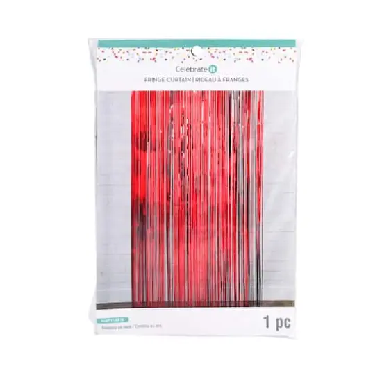 8ft. x 3ft. Fringe Curtain by Celebrate It&trade; Red {3}
