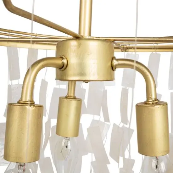 Hello Honey&reg; Marina Large Round Gold Metal & Natural Capiz Chandelier Style Pendant Ceiling Light {10}