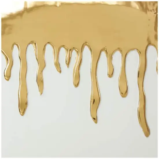 CosmoLiving by Cosmopolitan 16" White Ceramic Vase with Abstract Gold Melting Drips {5}