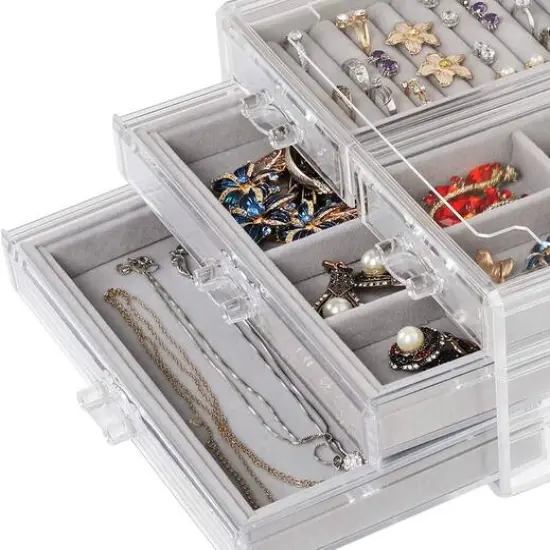 Iron Gray Triple Acrylic Jewelry Box {5}