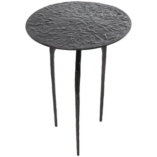 22" Gray Aluminum Geometric Textured Accent Table {4}