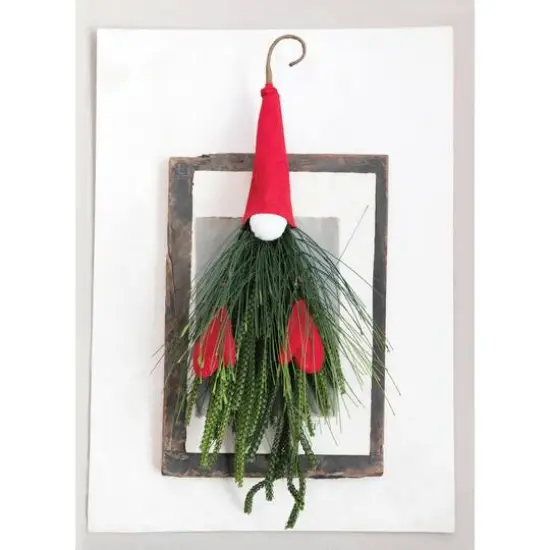 Hello Honey® 21" Faux Pine & Red Fabric Gnome Wall Hanging {4}