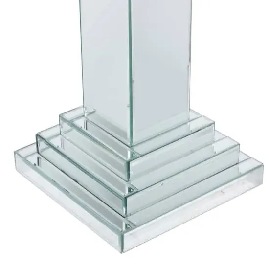 Silver Wood Glam Pedestal Table, 36" x 12" x 12" {4}