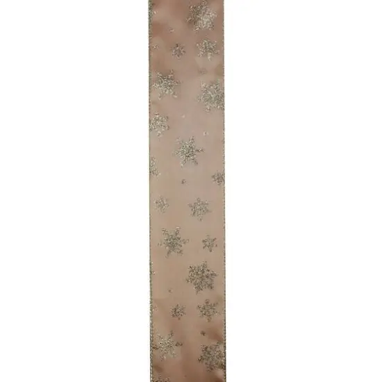 2.5" x 10yd. Wired Sparkling Snowflakes Christmas Ribbon {3}