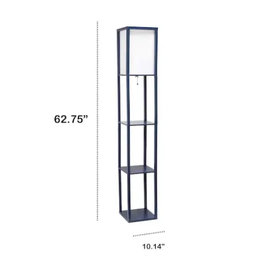 Lalia Home 5ft. Column Shelf Floor Lamp with Linen Shade Navy {4}