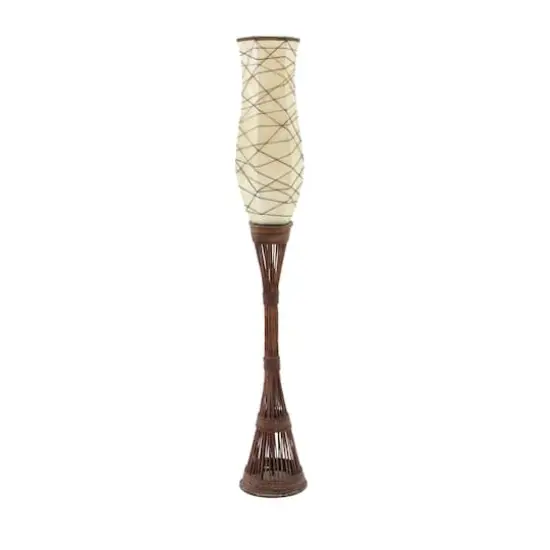 Brown Bamboo and Iron Traditional Floor Lamp, 59" x 10" x 10" {3}