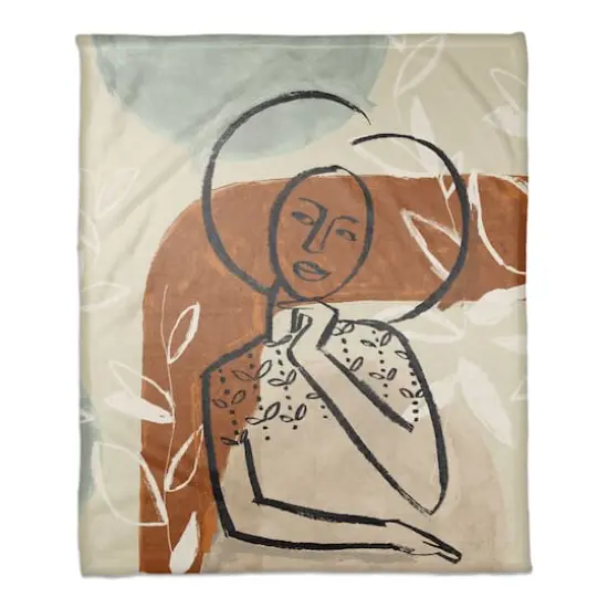 Earthy Abstract Figure I 50" x 60" Coral Fleece Blanket {1}