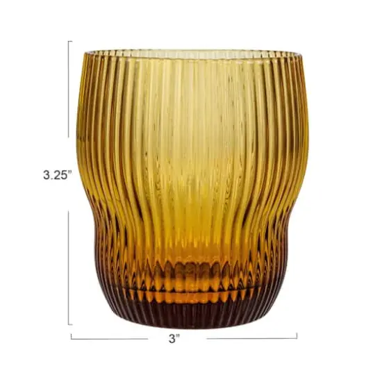 Hello Honey&reg; 8oz. Amber Ribbed Drinking Glass {4}