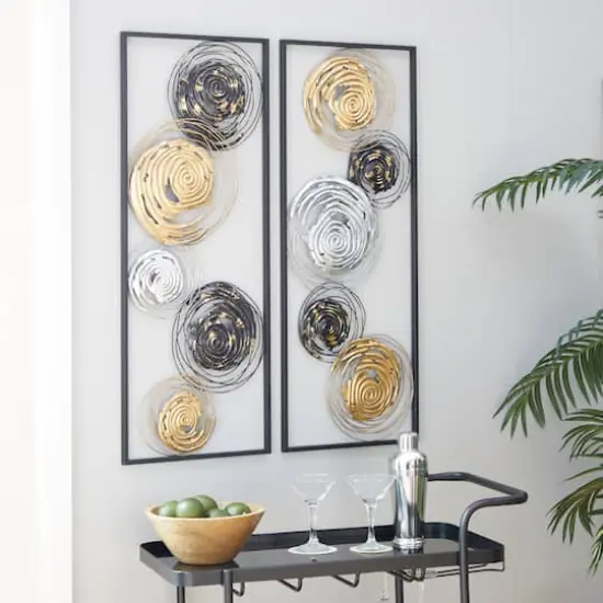 36" Black, Gold & Silver Metal Contemporary Wall D&eacute;cor Set, 2ct. {3}