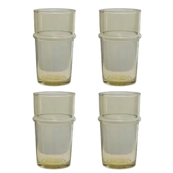 Hello Honey&reg; 9oz. Chartreuse Modern Embossed Drinking Glass Set {1}