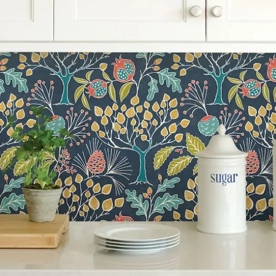 NuWallpaper Groovy Garden Navy Peel & Stick Wallpaper {4}