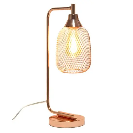 Lalia Home 19" Industrial Mesh Desk Lamp Rose Gold {3}