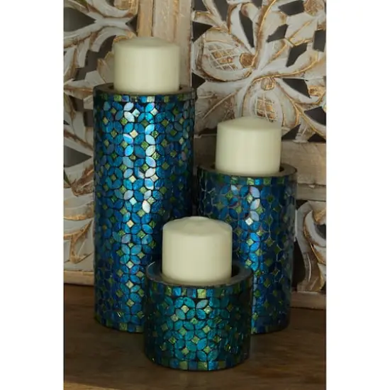 Turquoise Metal Glam Candle Holder Set {6}