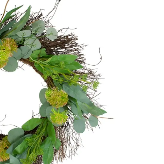 24" Eucalyptus & Olive Leaf Twig Spring Wreath {3}