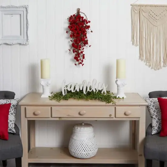 28&rdquo; Red Plum Blossom Teardrop Swag {5}