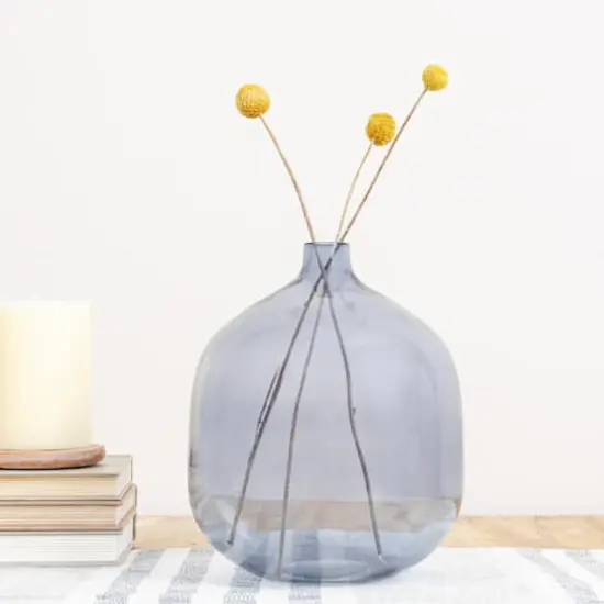 Hello Honey&reg; 8" Blue Modern Round Tinted Glass Vase {3}