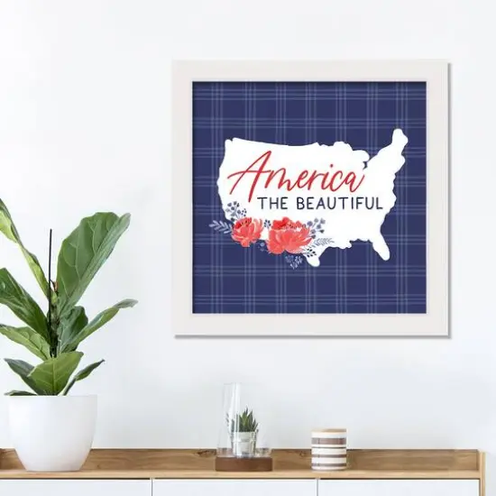 America the Beautiful Plaid White Framed Canvas {3}