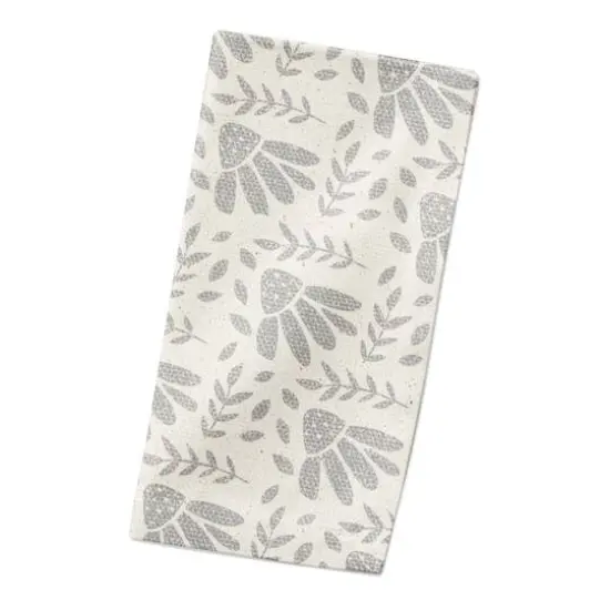 Simple Gray Florals 10" x 10" Cotton Twill Napkin {3}