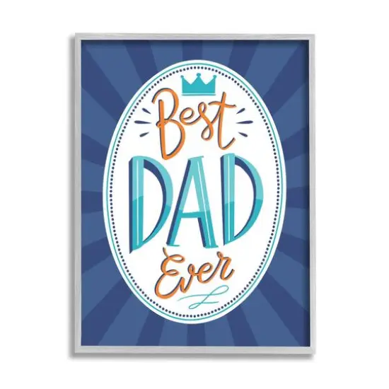 Stupell Industries Best Dad Ever Striped Phrase Framed Giclee Art Gray {1}