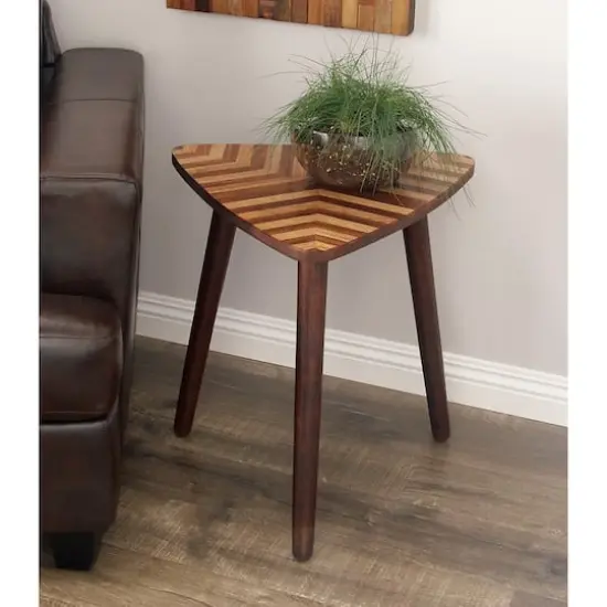 Dark Brown Mango Wood Modern Accent Table {7}