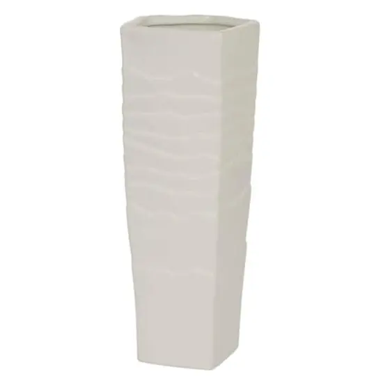 White Ceramic Contemporary Vase, 13" x 5" x 5" {1}