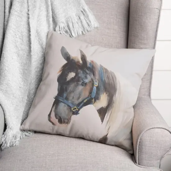 Horse Watercolor Throw Pillow {3}