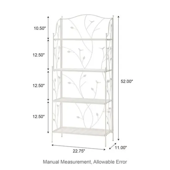 Glitzhome&reg; 4ft. Metal 4-Tiered Rectangular Shelf Stand White {9}