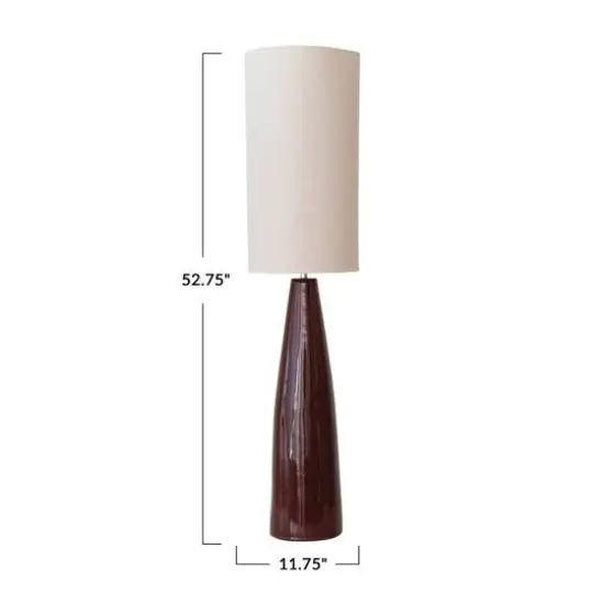 Hello Honey® 4ft. Brown Reactive Glaze Ceramic Floor Lamp with Linen Shade {5}