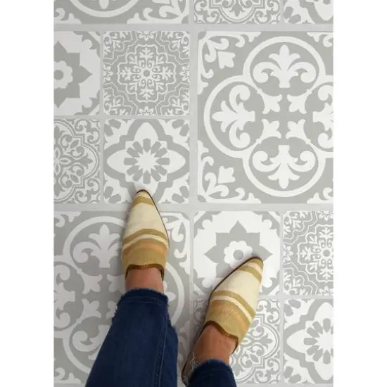 FloorPops Valencia Peel & Stick Floor Tiles, 6ct. Gray {8}