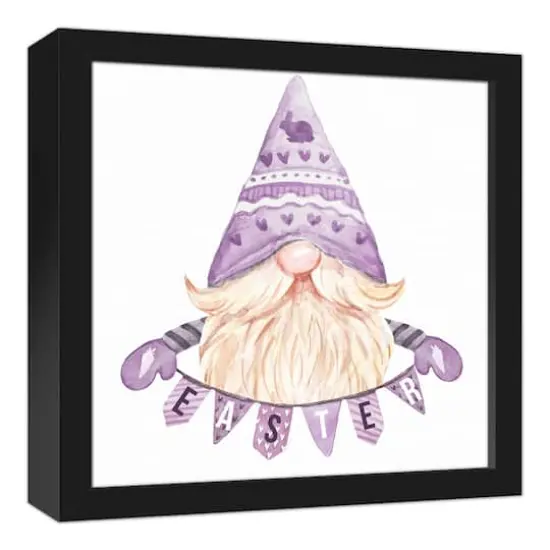 Easter Gnome Banner 12" x 12" Black Floating Framed Canvas {3}